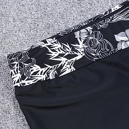 LALAGEN Women's Long Sleeve Sun Protection Rashguard Swimwear Athletic Tankini Black XXXL-1