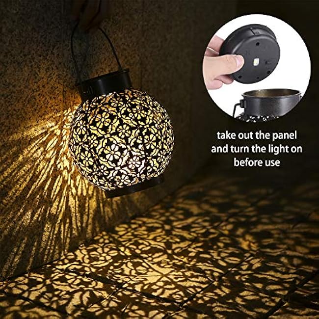 Solar Lanterns Outdoor Hanging Solar Lights Decorative Garden Lights Metal Waterproof Table Lamp for Patio Porch Backyard Pathway (2 Pack)