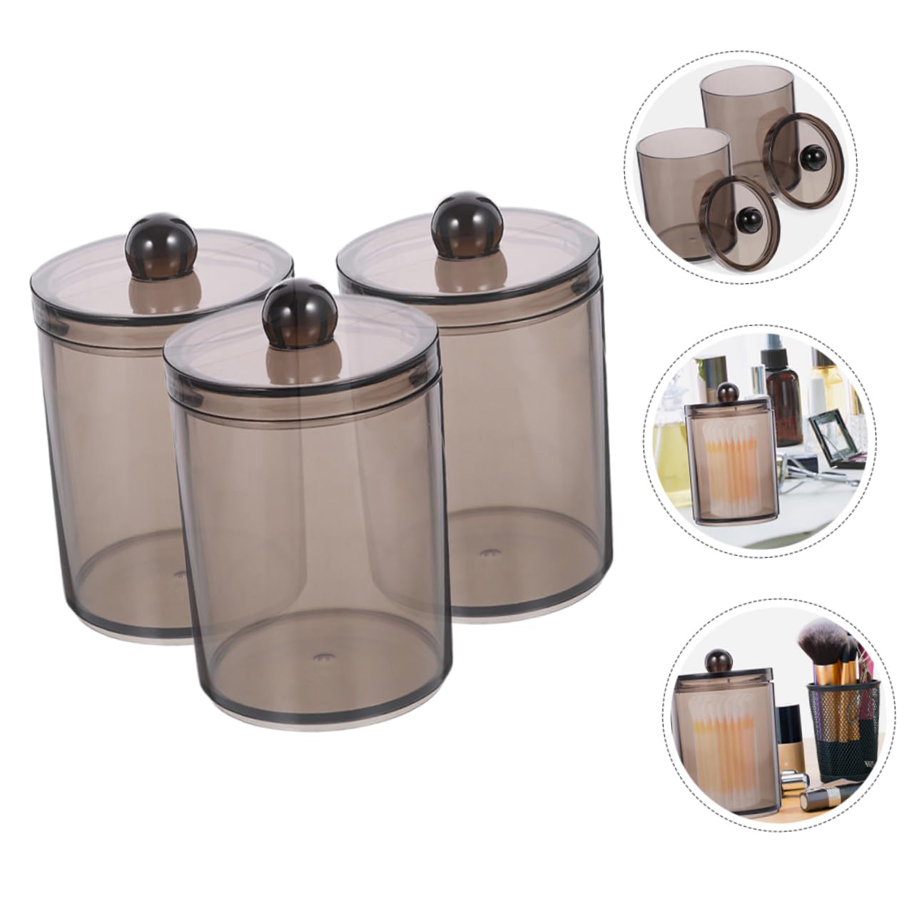 IMIKEYA 9stücke Baumwollstäbchen Aufbewahrung Eleganter Transparent-schwarzer Organizer Für Bad Und Kosmetik Für Wattepads Zahnseide Und Make-up Zubehör Platzsparend Und Praktisch