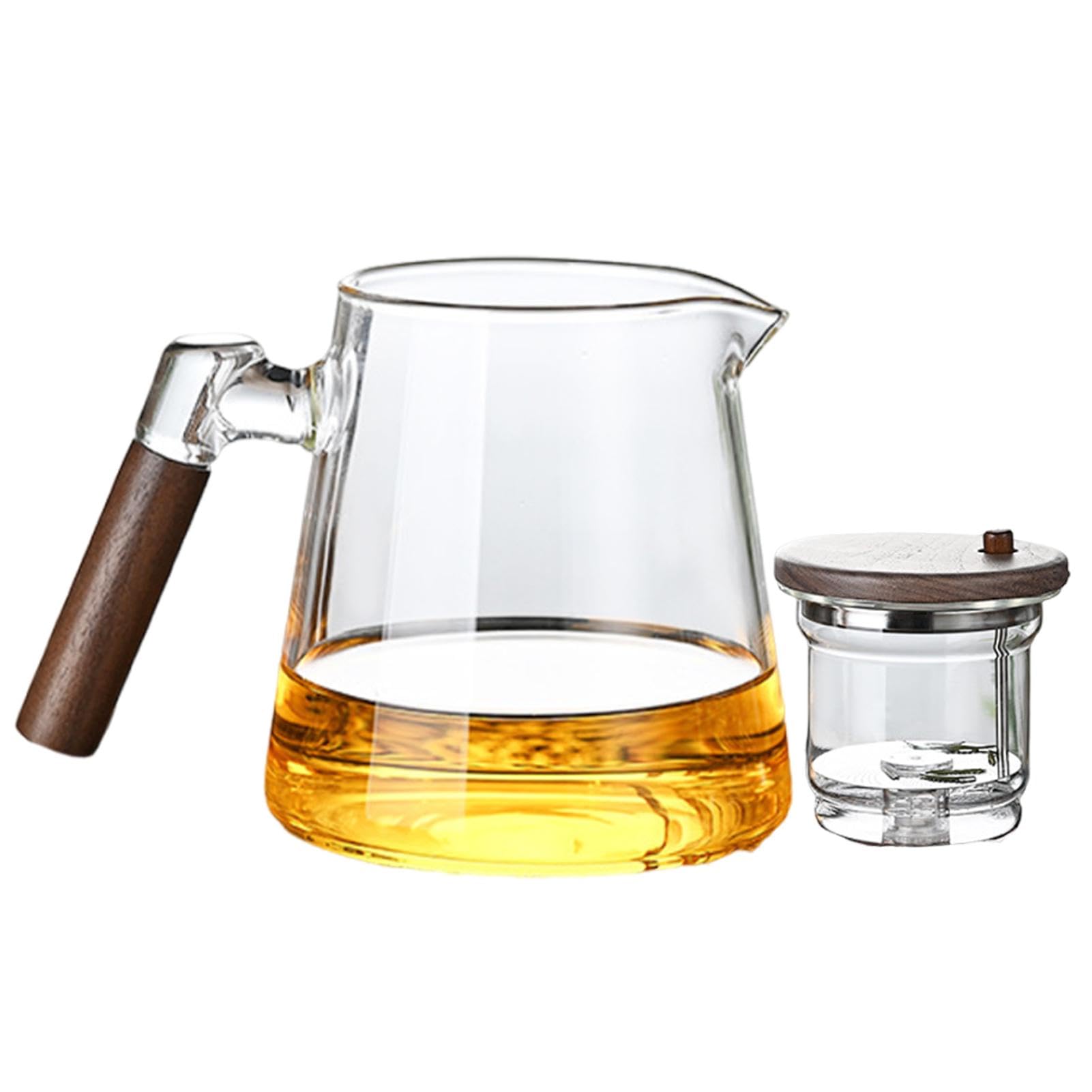 Enchanti Tea Pot, Press Teapot with Strainer, Teapot with Wooden Handle, 750ml Teapot for Loose Tea, Tea Water Separation Teapots for Tea Water Separation (Gray, Transparent)