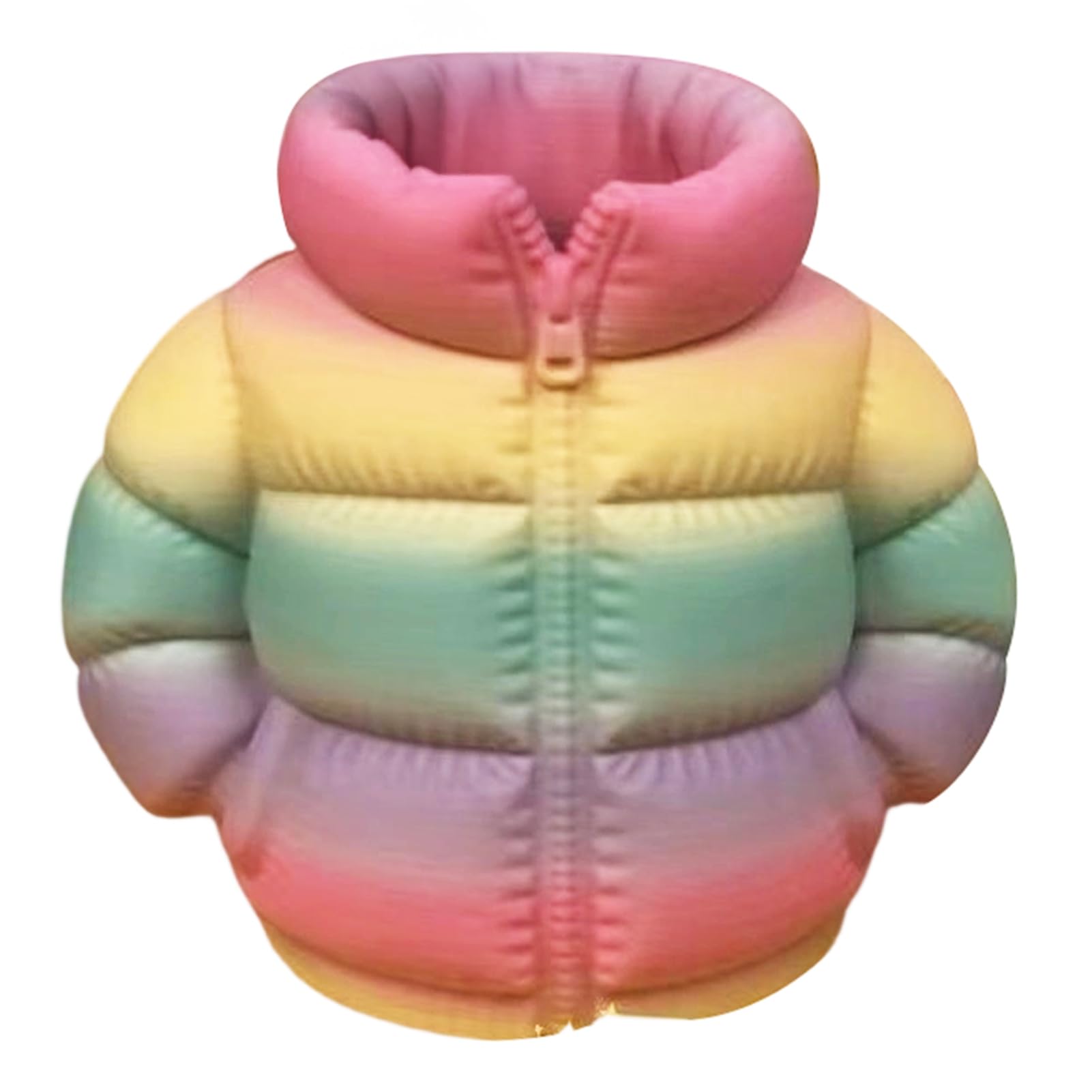 Glifora Rainbow Down Coat Pen Holder - 3D Printed Puffer Jacket Desk Organiser, Creative Storage for Stationery and Brushes