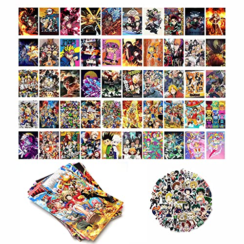 GTOTd 50Pcs Anime Magazine Posters Cover Panel Aesthetic Pictures 4*6 IN.ï¼ˆwtih MHA Anime stickers 50Pcs ï¼‰Trendy Small Anime Posters for Dorm Decor,Anime Style Wall Art Print, Aesthetic Photo Collection Bedroom Decor for Teens