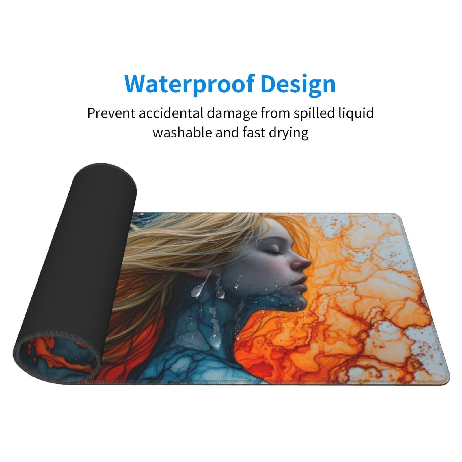 Tappetino Mouse, Tappetino Mouse Gaming Grande XXL 1500x800x3mm Tappetino Scrivania Mouse Pad, Base in Gomma Antiscivolo, Bordi Cuciti,Lavabile, Mousepad per Ufficio e Gaming (bellezza) R-498