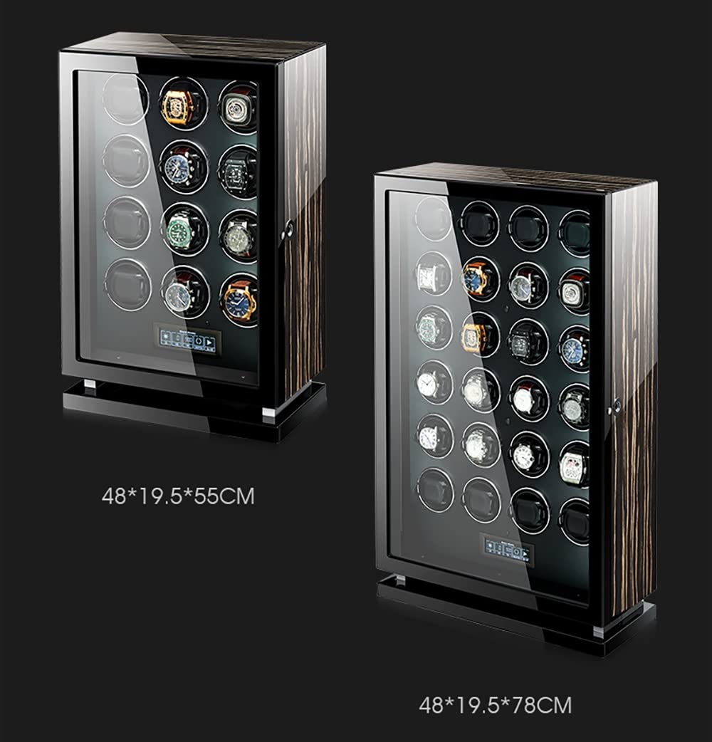 Caricatori Automatici per Orologi da Polso con Display LCD e Telecomando, Custodia per Orologi con Illuminazione a LED e Motore Mabuchi Silenzioso, impostazioni di rotazi，2+0