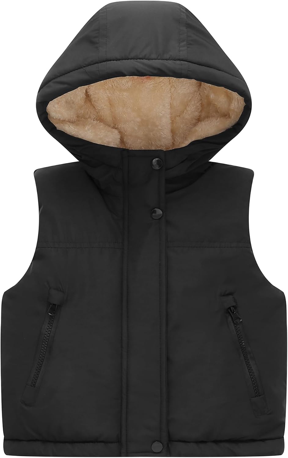 Girls Fleece Lined Hooded Puffer Vest with Zipper Pockets 3-12Y