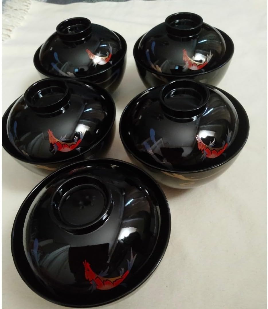 吸物椀 金彩 漆 花 絵 木製 10客 木箱 吸物椀 金彩 漆 花 絵 木製 10客