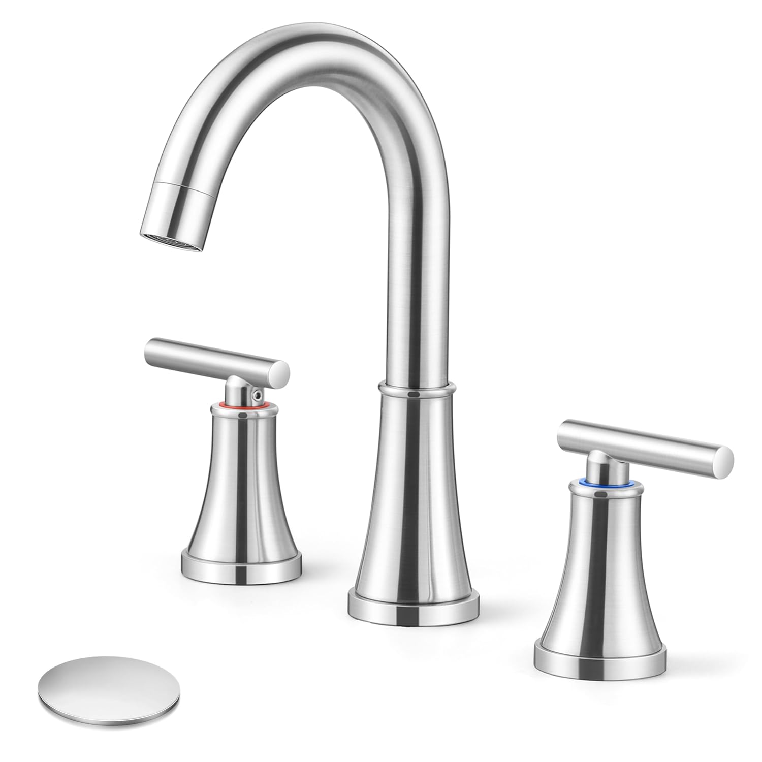 Onader Bathroom Faucet for Sink 3 Hole Brushed Nickel 8 Inch 2 Handle Widespread Bathroom Sink Faucet Set