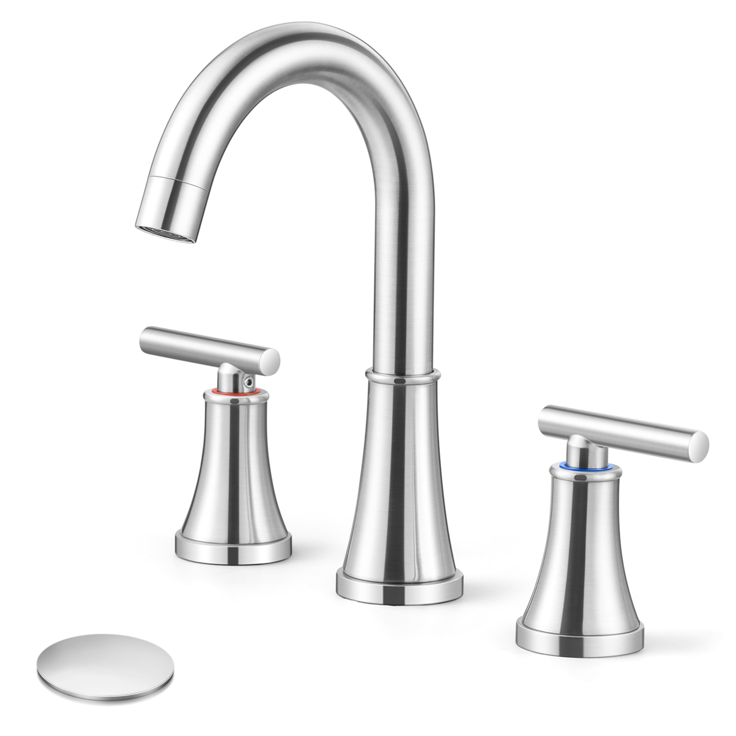 Onader Bathroom Faucet for Sink 3 Hole Brushed Nickel 8 Inch 2 Handle Widespread Bathroom Sink Faucet Set
