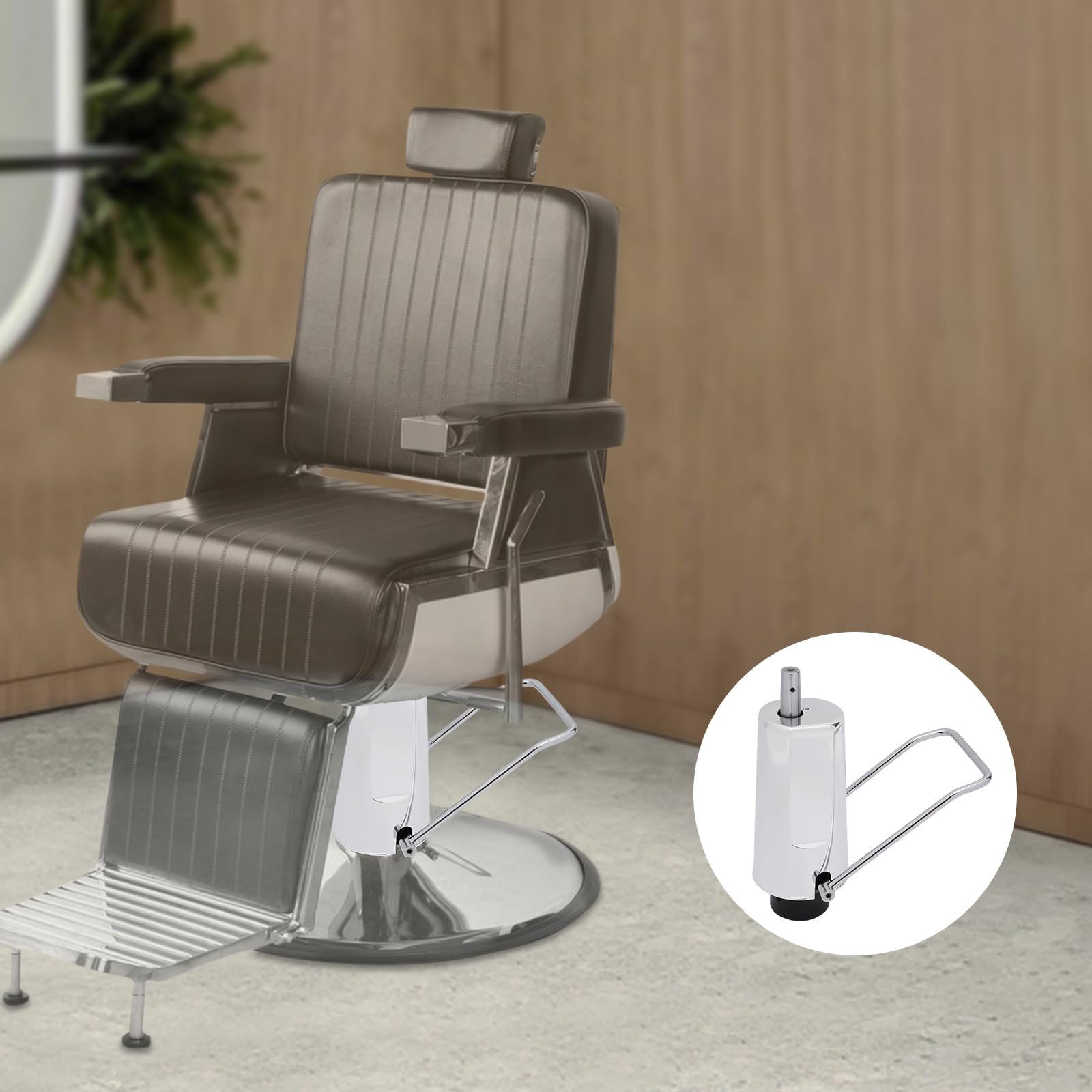Silla de peluquería con bomba hidráulica con bomba hidráulica con 4 tornillos, sillón de peluquería hidráulico giratorio 360°, silla de peluquería ajustable, reposapiés para peluquería, barbería, spa