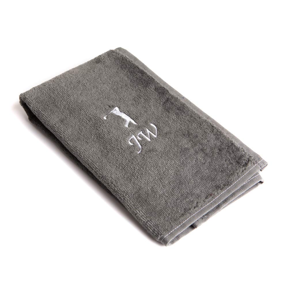 CrewGolf Personalised Golf Towel Luxury Tri Fold Velour (Any Name) Navy, Pink, Black, Red, Green (Grey)