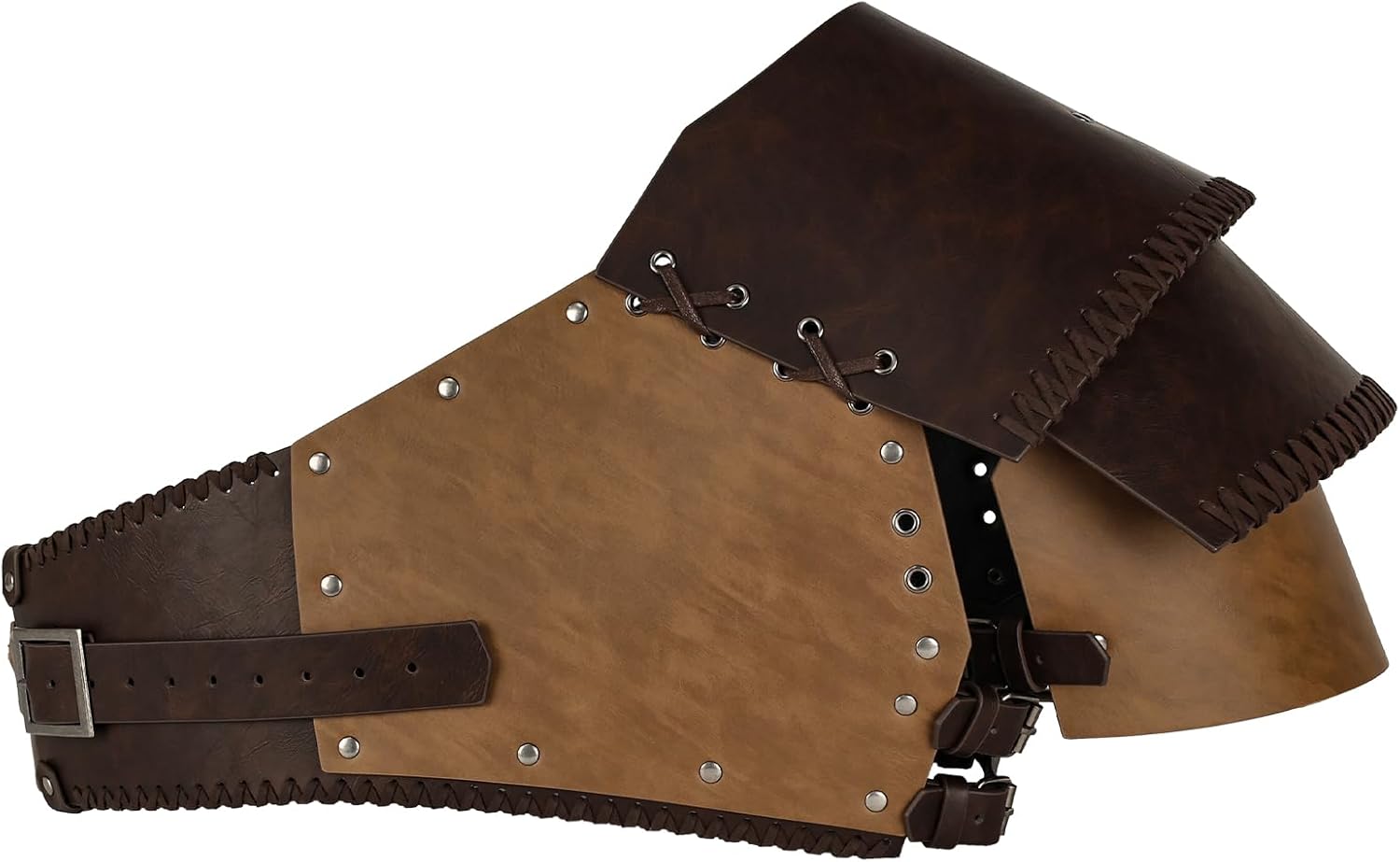 HiiFeuer Viking Embossed Single Pauldron Shoulder Armor, Medieval Adjustable Faux Leather Knight Armor for Ren Faire Cosplay - Image 4