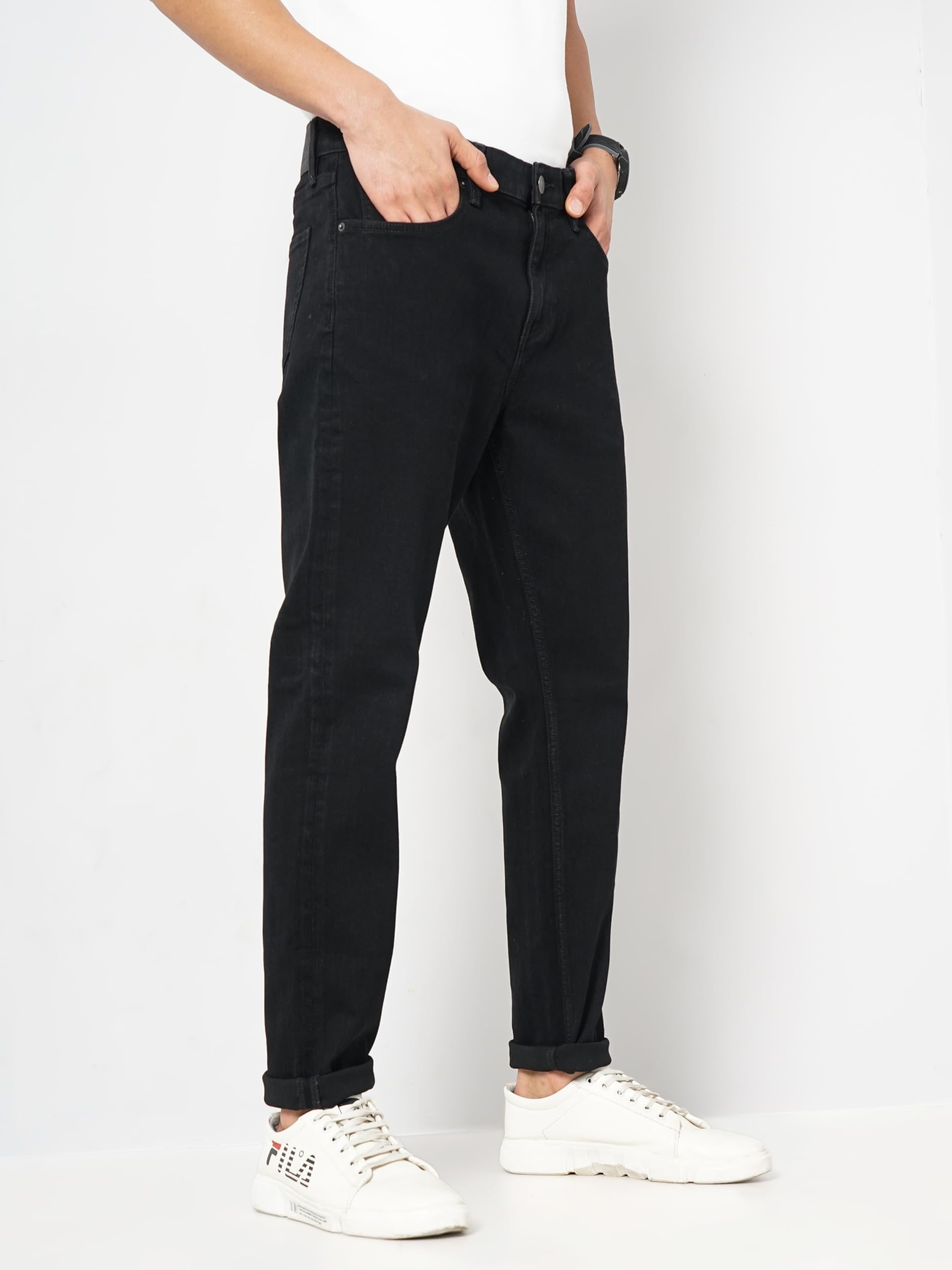 Celio Jeans da uomo in cotone slim fit tinta unita nera