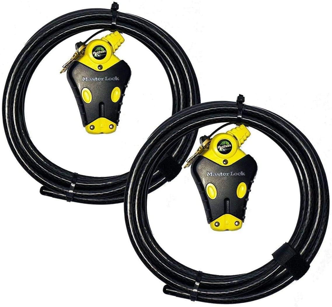 Master Lock - Two 12 ft Python Adjustable Cable Locks Keyed Alike ...