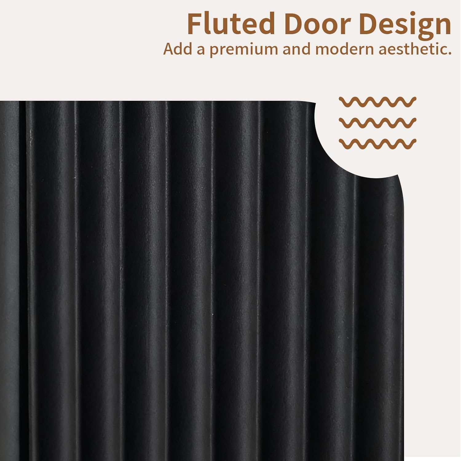 67" Fluted Buffet Cabinet Sideboard with Storage, Large Credenza with 6 Doors Accent Storage Cabinets Mid Century Modern Sideboard for Living Room Kitchen (Black)
