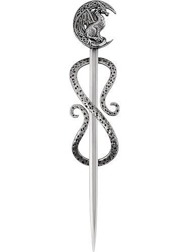 HAQUIL Horquilla de dragón de luna creciente para mujeres y hombres, moda vikingo dragón en la luna, accesorio para el cabello, regalo de joyería