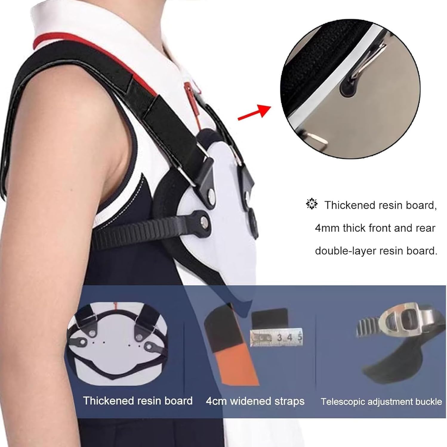 Pectus Carinatum Orthosis Brace, Pigeon Chest Support, Thoracic Depression Brace, Freely Adjust The Size & Skin-Friendly and Breathable, Day and Night Use & Will Not Move for All Ages