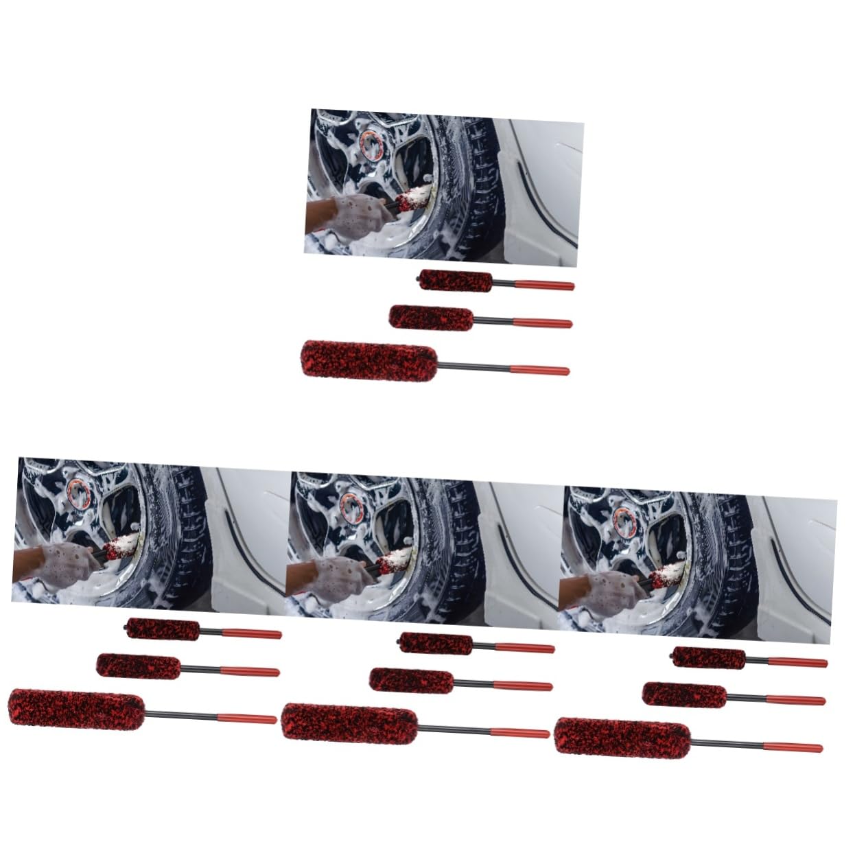Ciieeo 4 Set Spazzole per Pneumatici Auto con Testa Flessibile Spazzole per Pulizia Cerchi E Dettagli Auto Strumenti per Pulizia Ruote 3 Pezzi*4