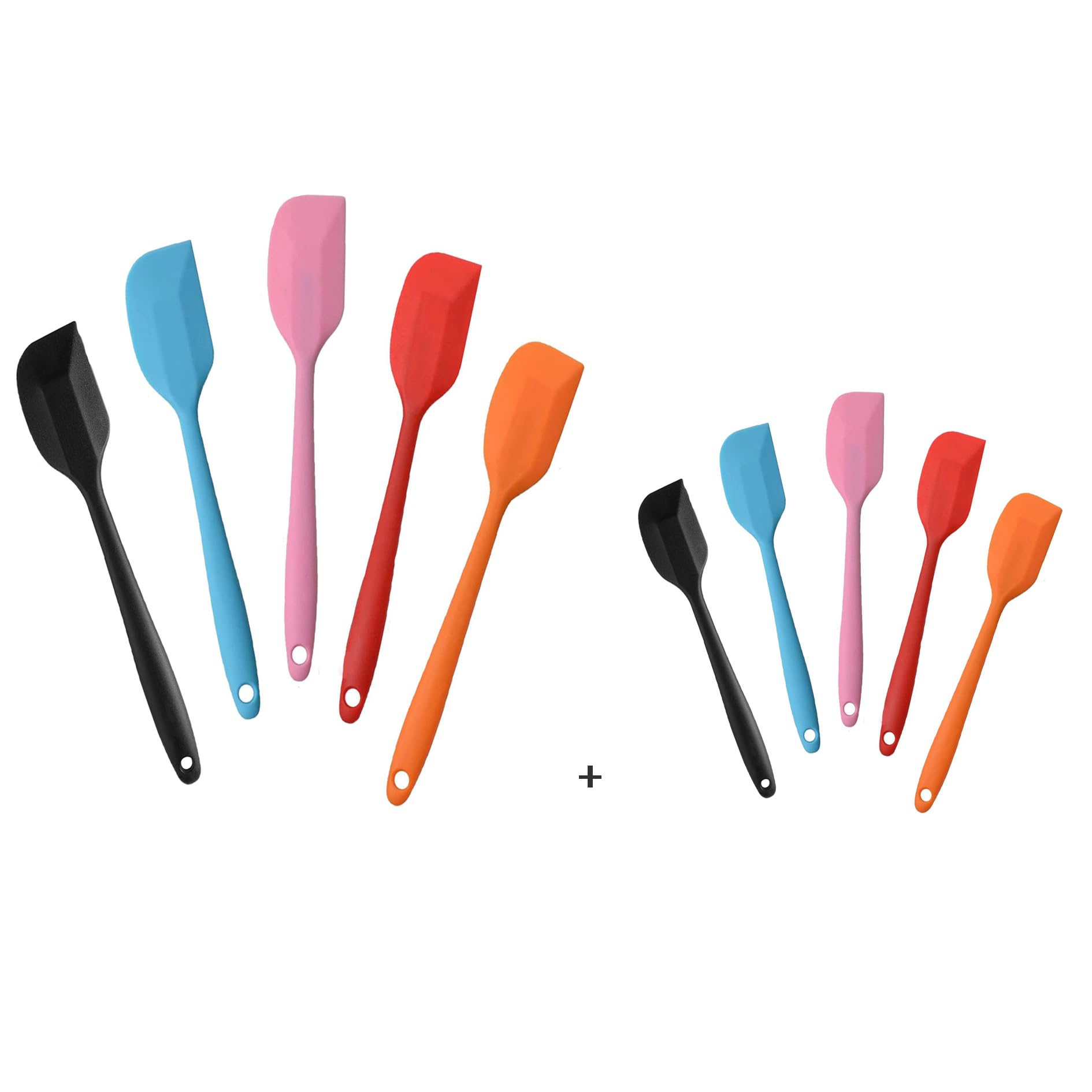 Dough Scraper Silicone Spatula Pack of 10 Heat Resistant 500°F Spatula Spatula for Kitchen BPA Free (5 Pieces 21 cm + 5 Pieces 28 cm) 5 Stück 21cm+5 Stück 28cm Mehrfarbig