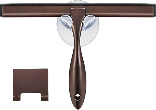 Escobilla de ducha multiusos para puertas de ducha, baño, ventana, vidrio y parabrisas de automóvil, incluye gancho de succión y gancho adhesivo,