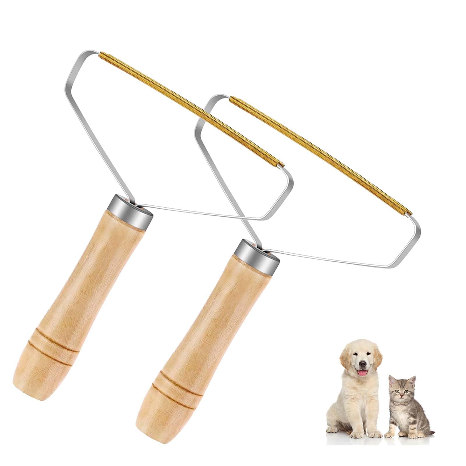 2 Pack Pet Hair Remover for Carpet, Carpet Hair Remover Tool with Wooden Handle Holder, Carpet Scraper Tool, Reusable Lint Remover Carpet, for Pet Hair, Clothing and Bedding