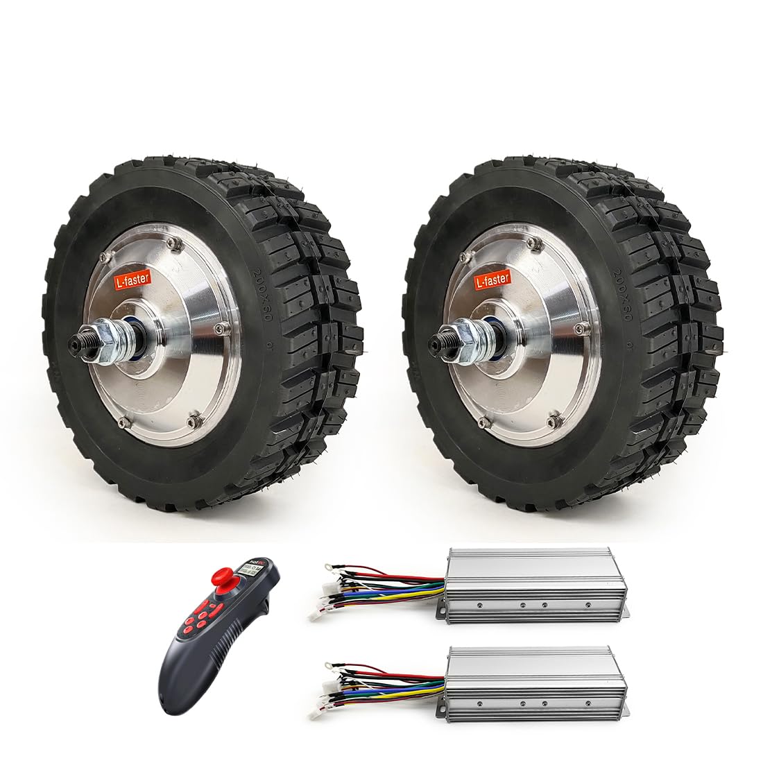 L-faster Dual Drive 8inch Hub Gear Motor Wheel for DIY Portable Platform Cart Transport Hand Truck Trolly (Thumb Throttle)