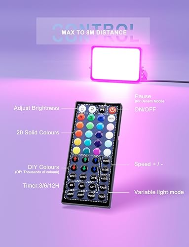 Miniatura 8 de Luz de inundación LED para exteriores, 500 W, equivalente a 50 W, RGBW de 50 W, reflectores para exteriores con control remoto, iluminación