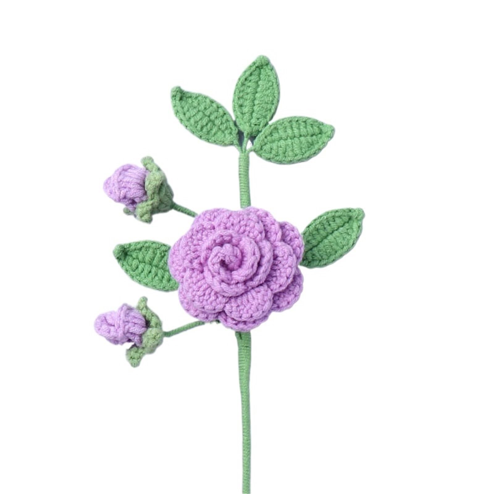EXKURPOO crochet plant Crochet Flowers Bouquet Kintted Camellia Flower Knit Handwoven Plant Spring Decor for home