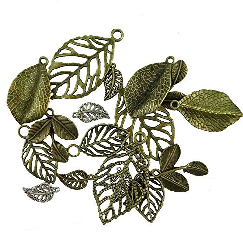Honbay 18pcs Vintage Bronze Tree Leaf Theme Tone Alloy Charms