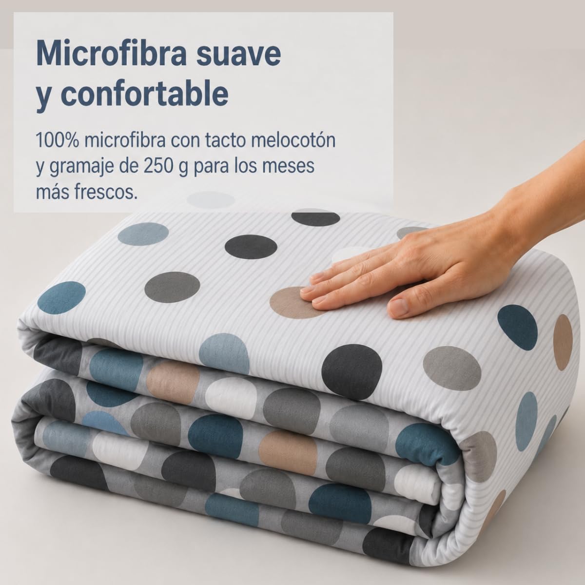 Lanovenanube Edredón Ajustable Vilma Gris Cama 120, 100% Microfibra 250g | Tacto melocotón, ajuste al colchón y uso para épocas de frío. Largo 190/200 cm. Fabricado en España. No incluye cojines