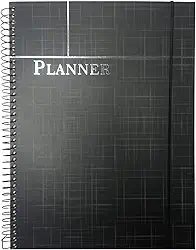 Planner de Organização e Produtividade | Gerenciamento Diário de Tarefas, Metas e Finanças | Capa Dura com Elástico, 96 Folhas | Ideal para Estudos, Trabalho e Rotina Pessoal | Cores: Preto, Azul, Cinza e Rosa (Planner Preto)