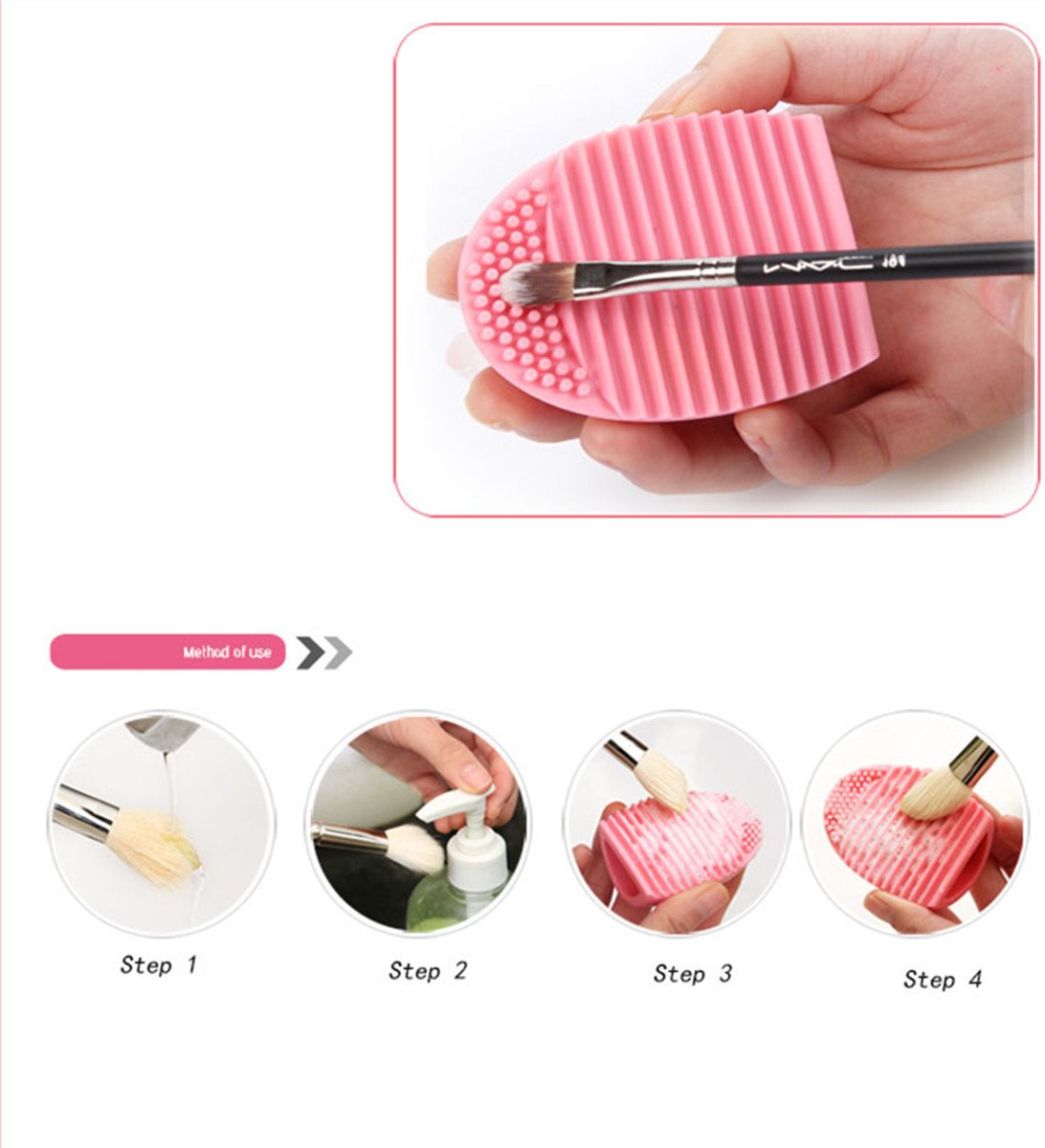 1PC Makeup Brush Washing Cleaner Scrubber Board Brushe Egg Cosmetics Brushes Clean Tools (Pink)