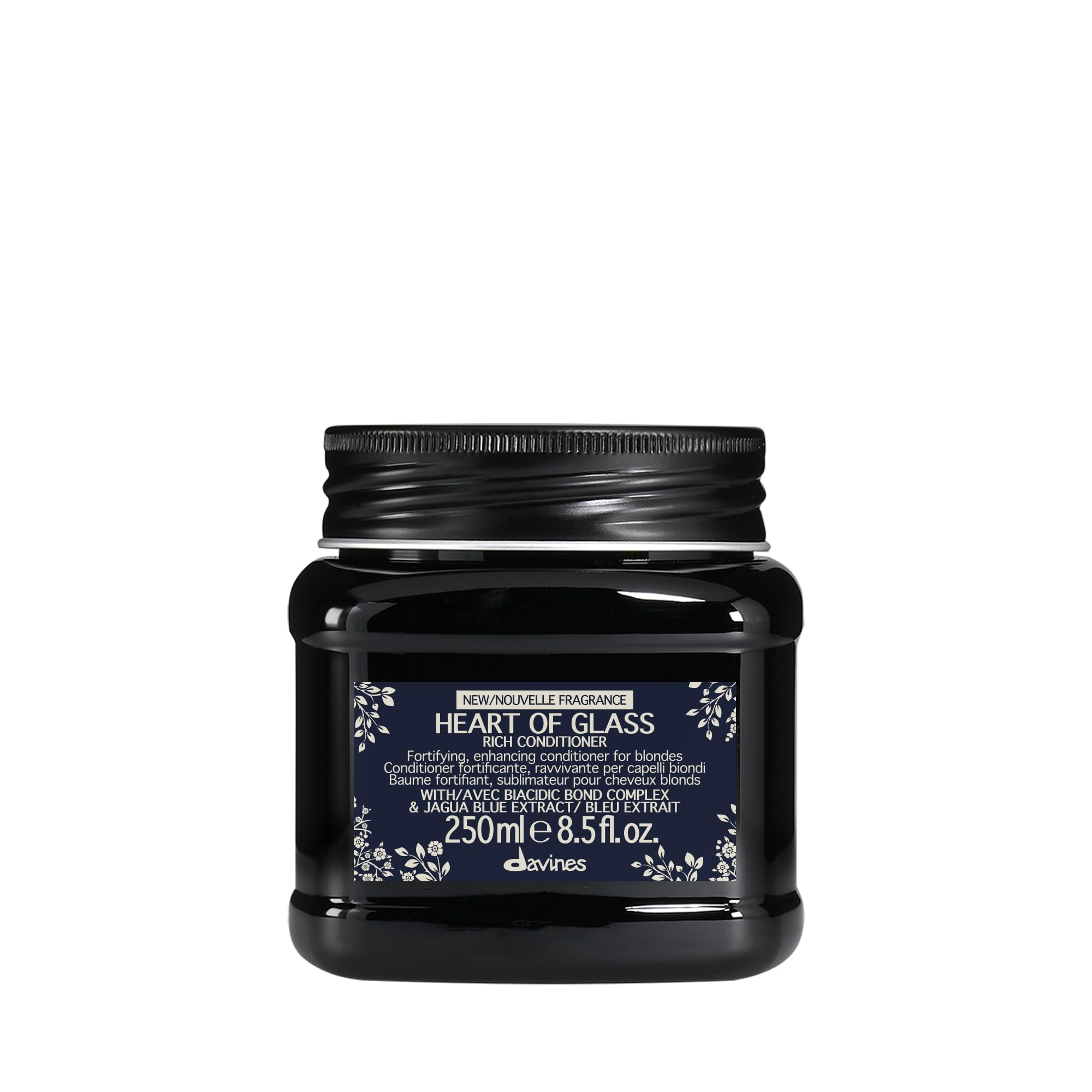 Davines Heart of Glass Rich Conditioner, Fortifying Treatment for Blonde & Silver Hair - Biacidic Bond Complex Repairs, Brightens & Nourishes with Jagua Blue Extract - Weightless Finish