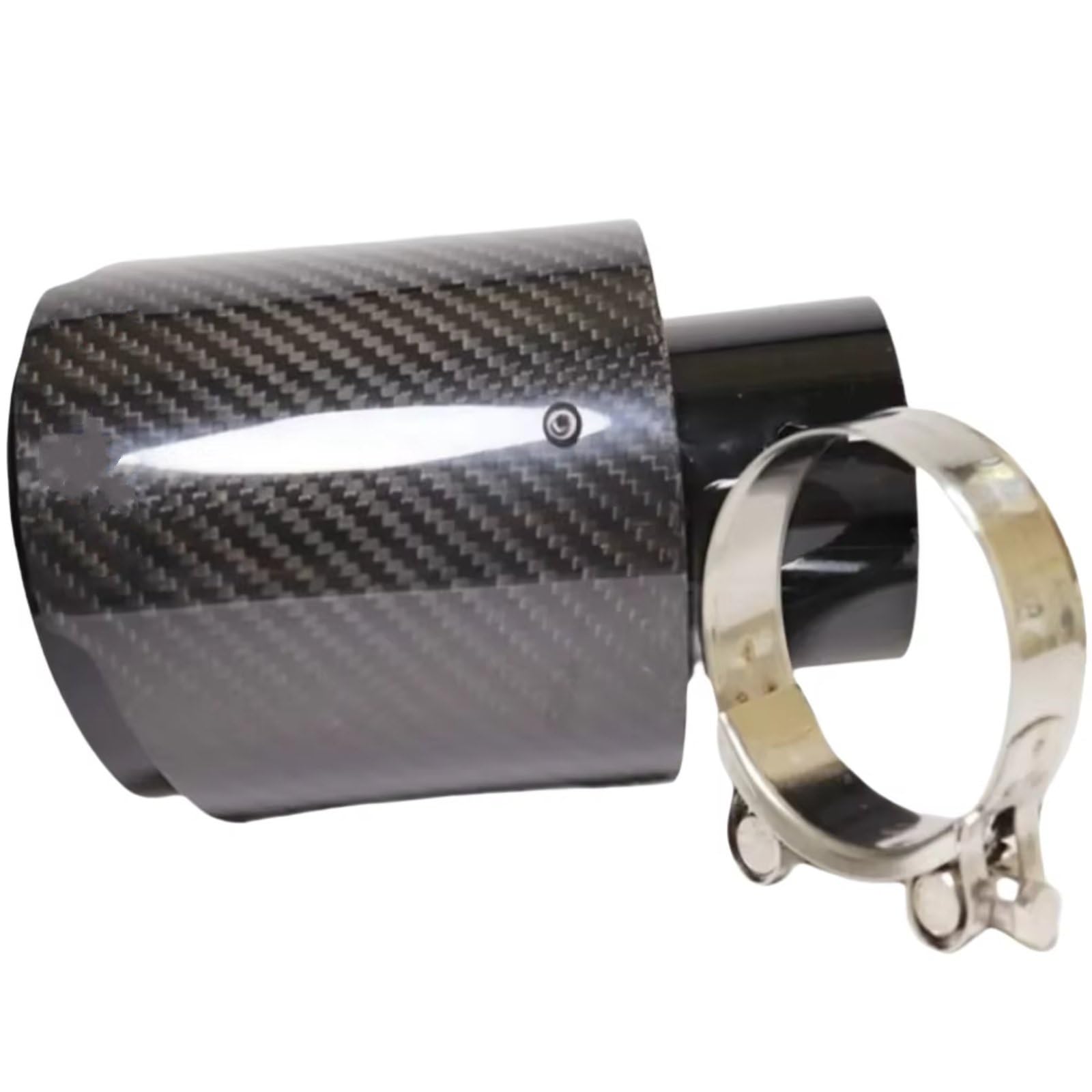 Terminales Escape Universal Coche Brillante Fibra Carbono Silenciador Punta Escape Tubo Silenciadores Boquilla Recta Inoxidable Negro 1 Pieza