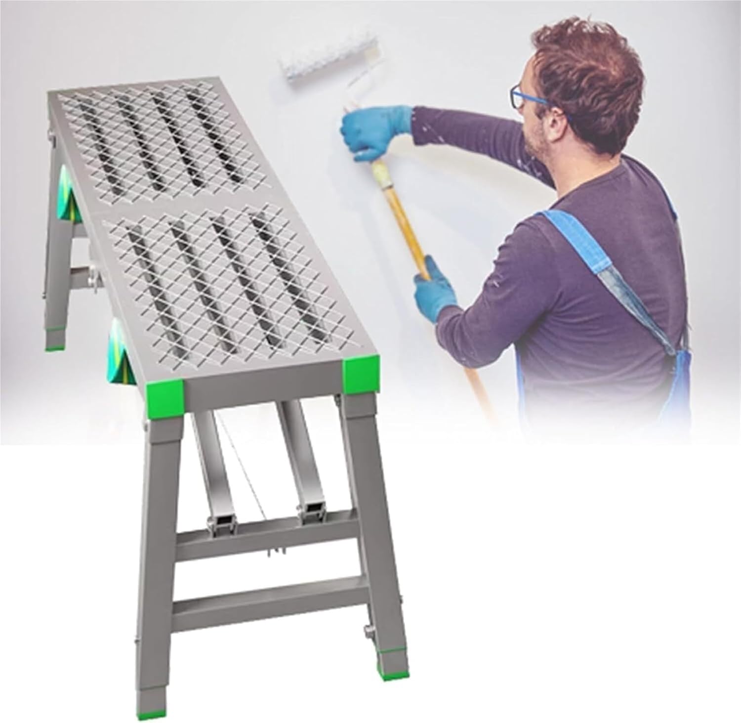 Folding Nonslip Scaffolding, Portable Work Platform Scaffold Tower Ladder for Washing Vehicles, Cleaning Windows, Decorating, 880 Lbs Max Load(A,180x30cm)