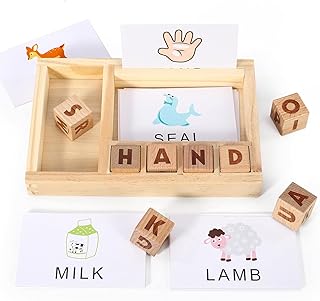 SOKA Wooden Spelling Game, Learning Matching Letter and Develops Alphabet Spelling Skills Montessori Educational Memory Games for Children 3+