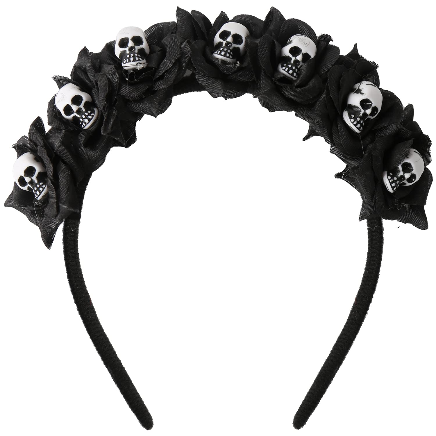 VEYLIN Halloween Hoop,Flower Skeleton Headband for Halloween Party, Black, M