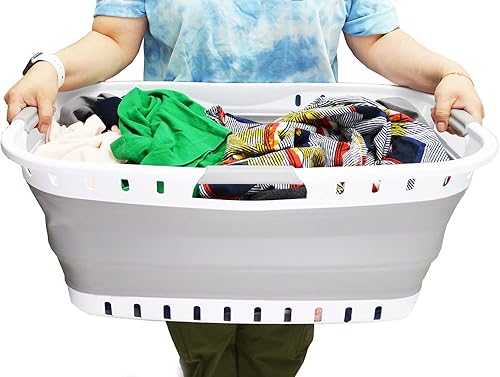 Miniatura 5 de SAMMART Cesta de plástico plegable de 44 L (11.6 galones), contenedor de almacenamiento plegable y plegable, bañera de lavado portátil, cesta de