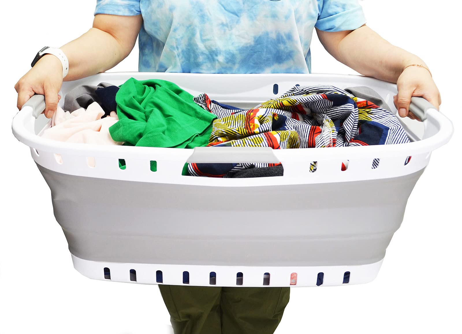 SAMMART Opvouwbare wasmand van kunststof, 44 l, opvouwbare SAMMART Opvouwbare wasmand van kunststof, 44 l, opvouwbare
