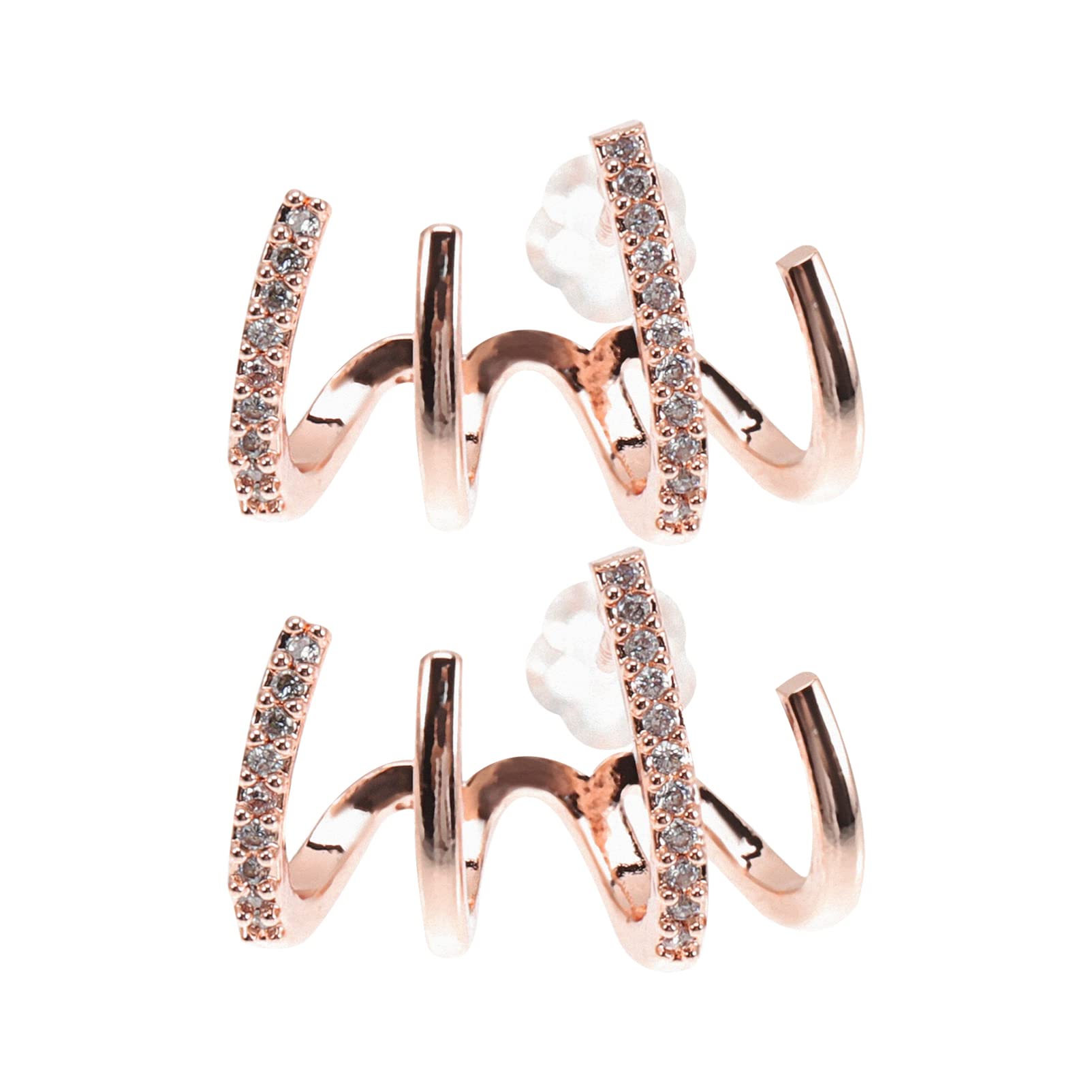 USHOBEEar Cuffs 1 Pair Claw Earrings Cuff Earrings Stud Hoop Earring Rhinestones Minimalist Cuff Piercing Studs Earrings Wrap Womens Ear Cuffs Wraps Piercing Jewelry Rose Gold Ear Studs