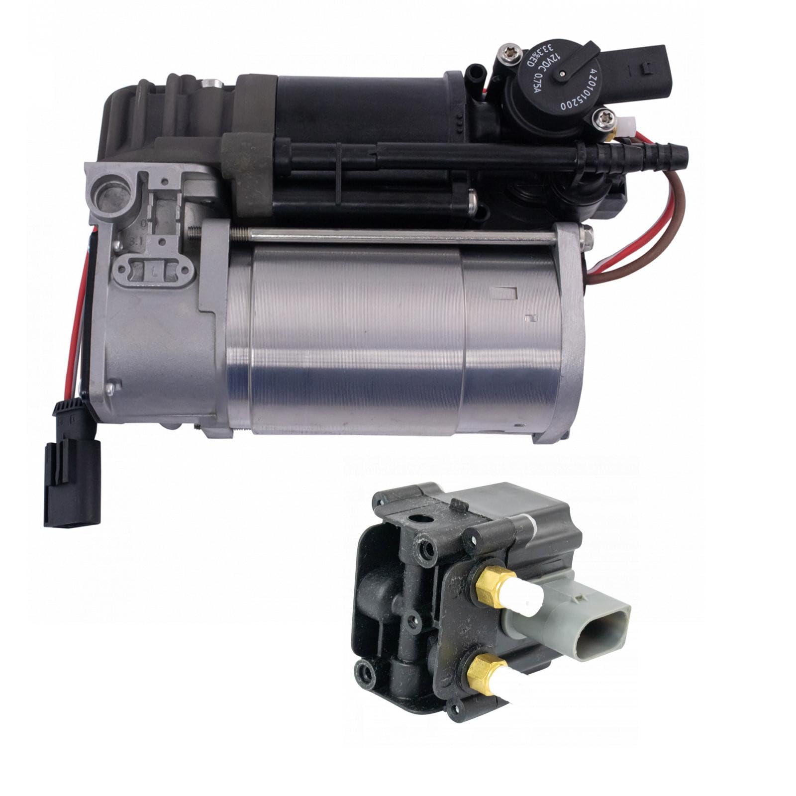 TRQ 2 Piece Rear Air Suspension Compressor Pump Valve Block Kit Set Compatible with BMW 535i F07 F11 F04