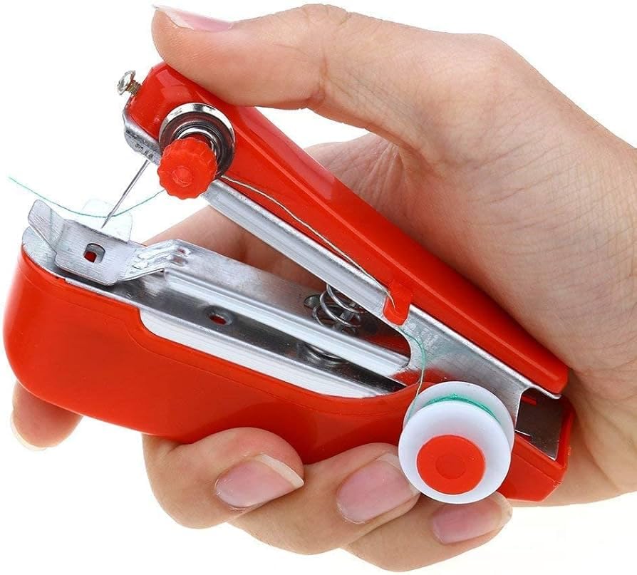 Image of Rock World Handy Stitch Mini Hand Sewing Machine, Portable Stapler Style Handheld Stitching Tool for Quick Repairs and Home Tailoring