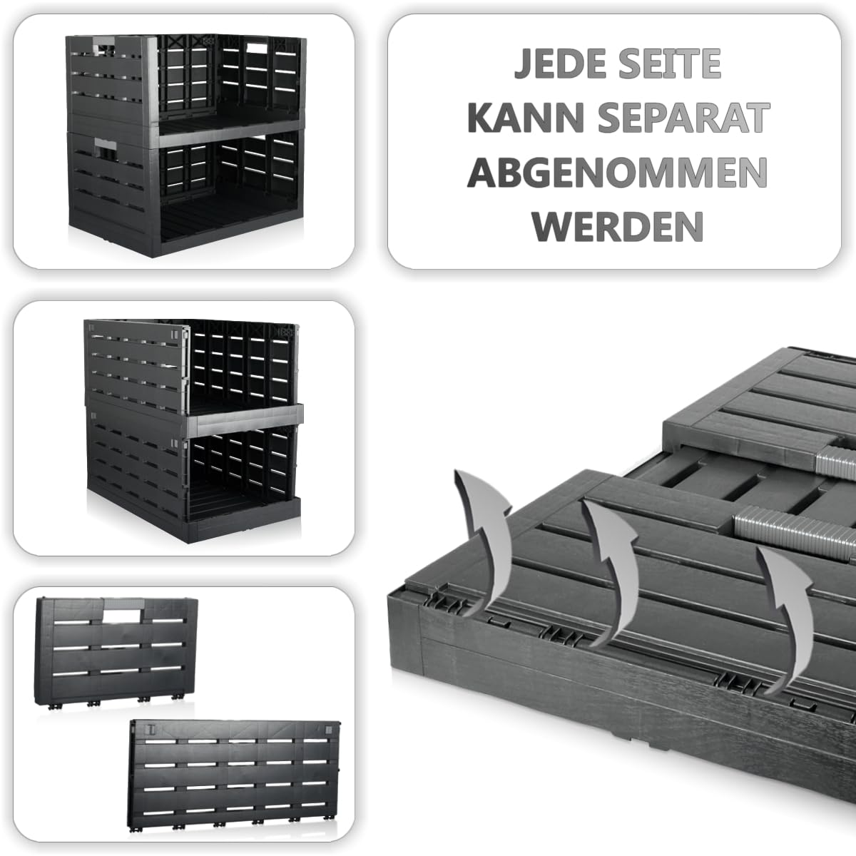 4X Premium Klappbox 60L Aufbewahrungsbox 60x40x28cm Transportbox bis 30kg faltbar klappbar stapelbar