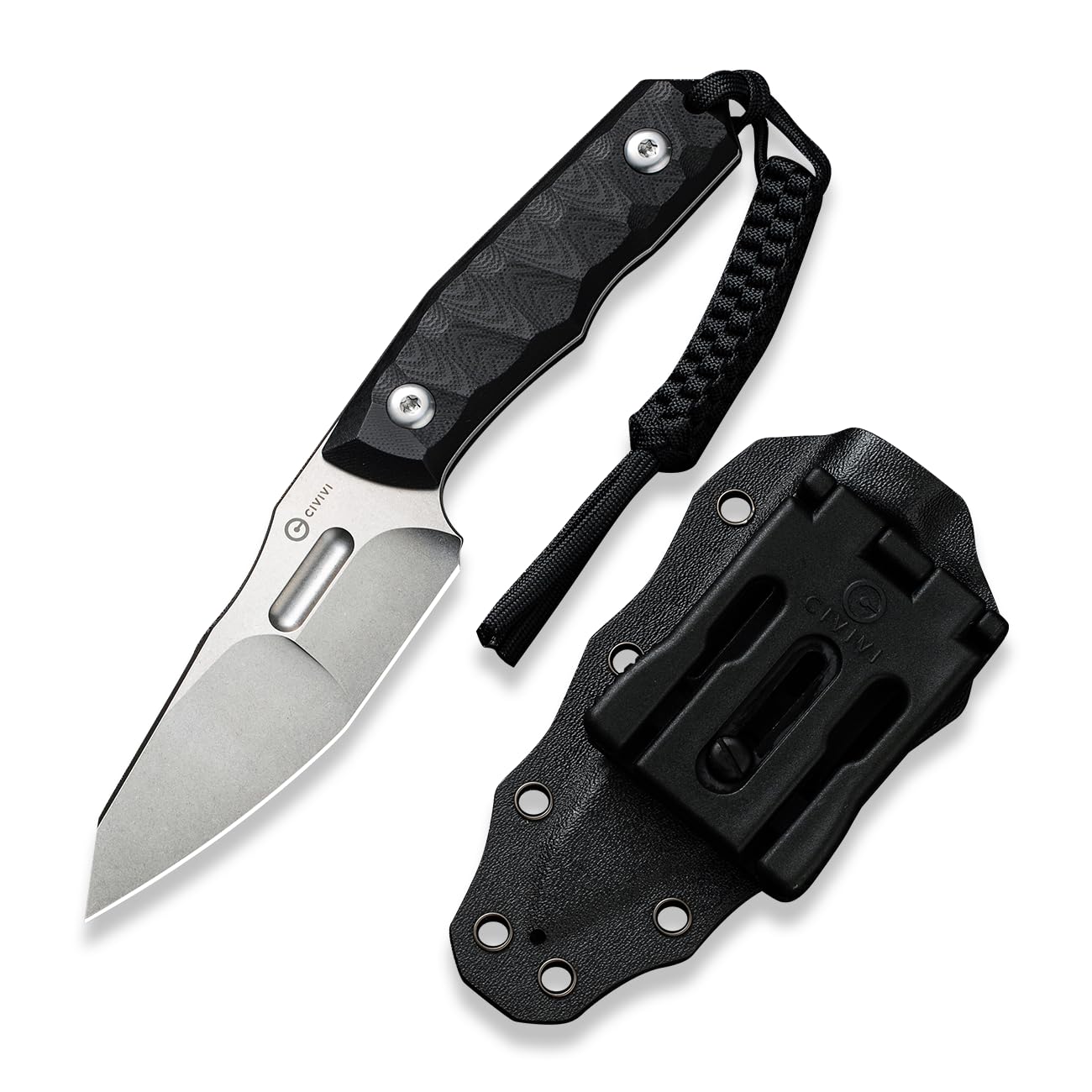 CIVIVI EDC Fixed Blade Knife with Kydex Sheath, T-clip, Lanyard for Outdoor Carry, Propugnator Knife PG KNIVES Designed, 4.15