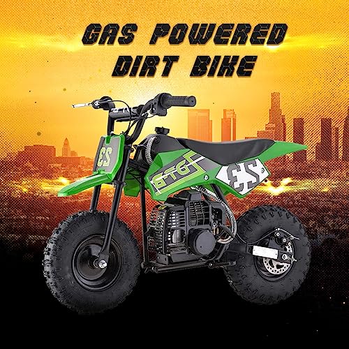 Mini Kid Dirt Bike, 49 CC 2-Stroke Gas Bike with Off-Rode Tire, Suspensions, Disc Brakes, Max Load 160Lbs, Up to 20Mph, EPA Approved