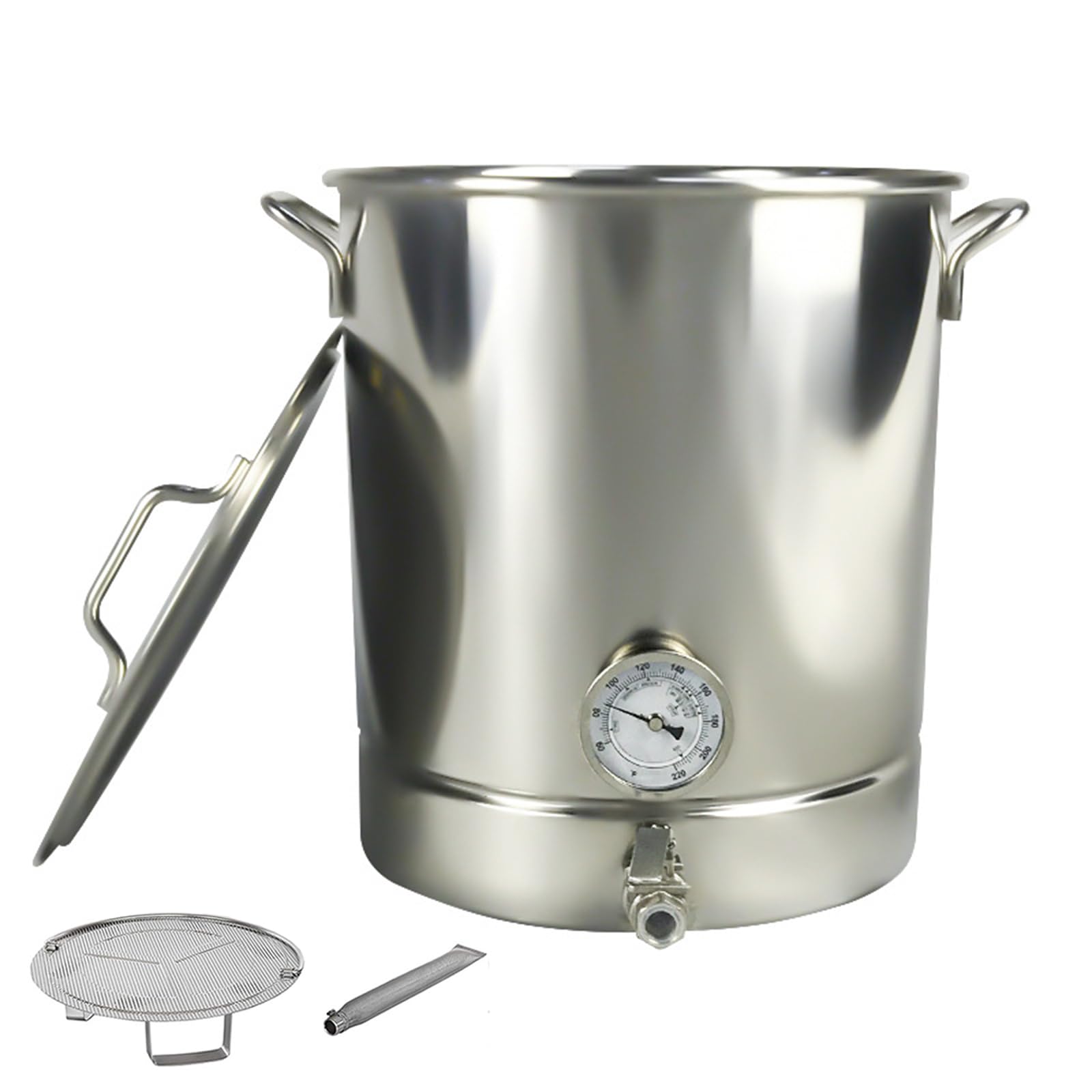 Marmite de brassage 30L inox cuve de fermentation bière avec kit de filtration et valve