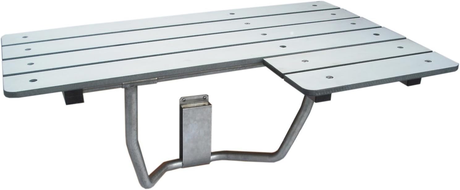 CSI BathwareADA Bathroom Shower Bath Seat, Folding, Wall-Mounted, Rectangular, Left Hand, White Phenolic Finish 26"x21"