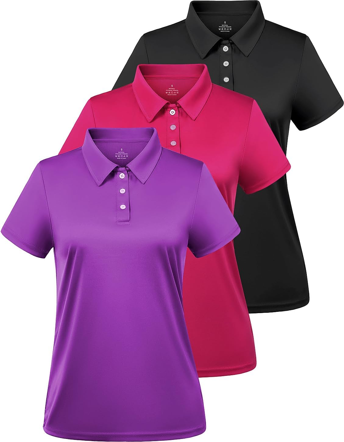 Ullnoy Women Soft Polo Shirts Short Sleeve Dry Fit Golf Shirt for Women Moisture Wicking Athletic Polo Tee Pack