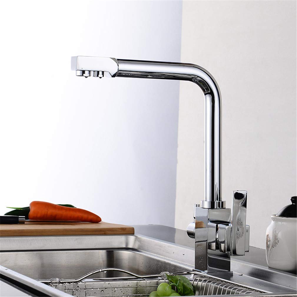 Robinet avec filtre en laiton chromé au design moderne pour évier