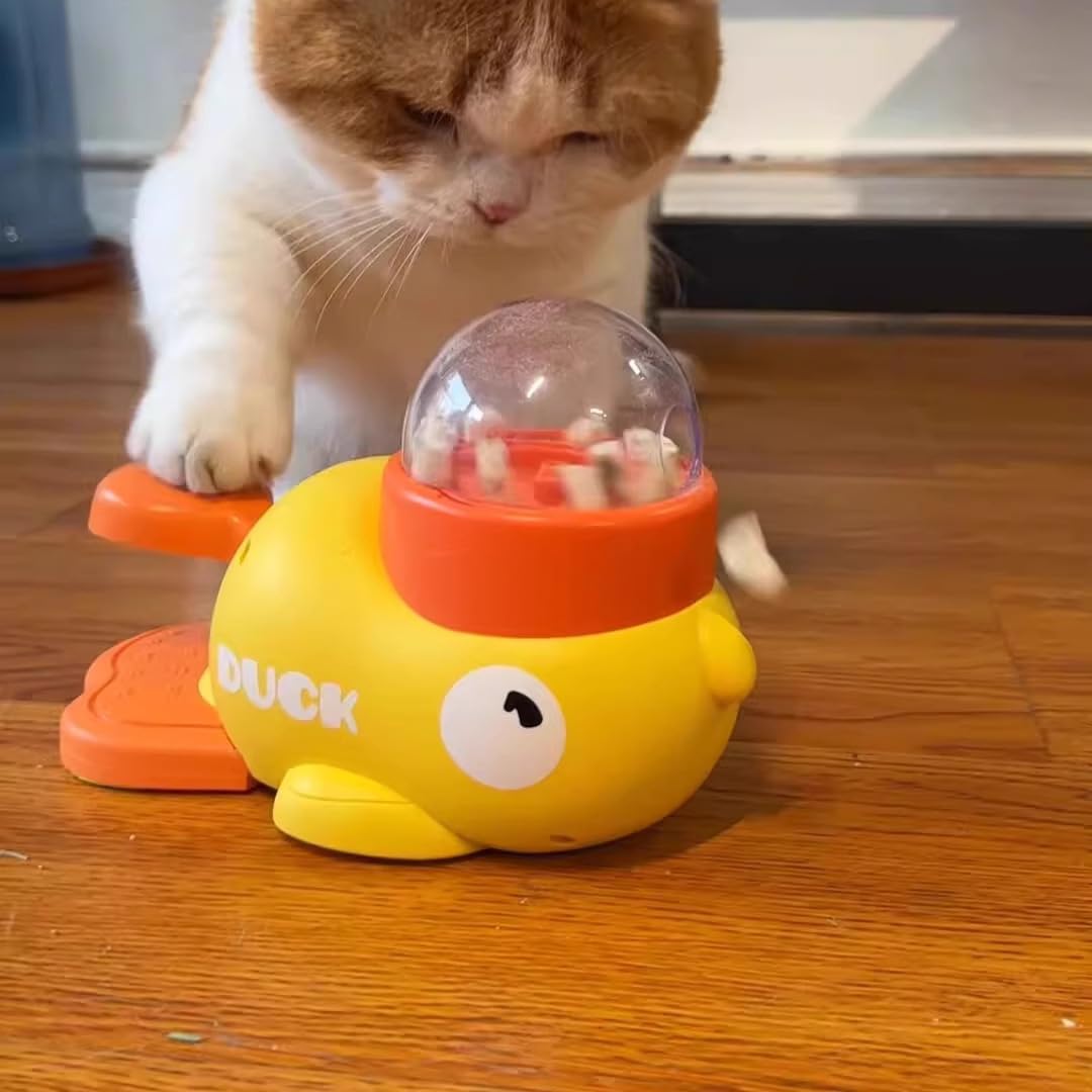 Mangiatoia automatica per cani e gatti, giocattolo interattivo 2 in 1 a forma di anatra, giocattolo di stimolazione intellettuale, alimentatore interattivo creativo, adatto per cani di piccola e media