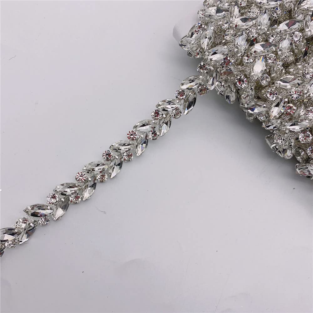Ruban Strass Cristal Forme S Auto-Adhésif 1 Yard - Garniture Brillante Pour Robe Mariée Et Décoration